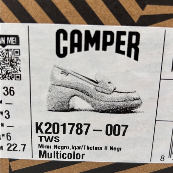 Camper Twins Women's Black, Brown, and Blue Platform Loafers - Picture 2 of 4